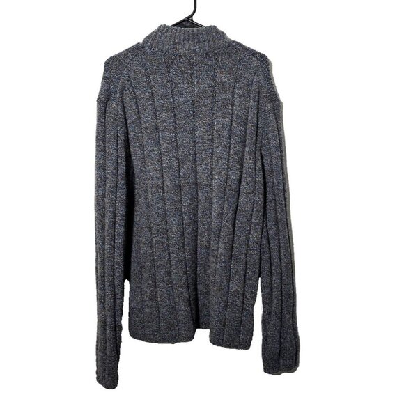 Express Mens Cardigan Sz XL Full Zip Chunky Knit Stretch Mock Neck Wool Blend - Picture 2 of 12